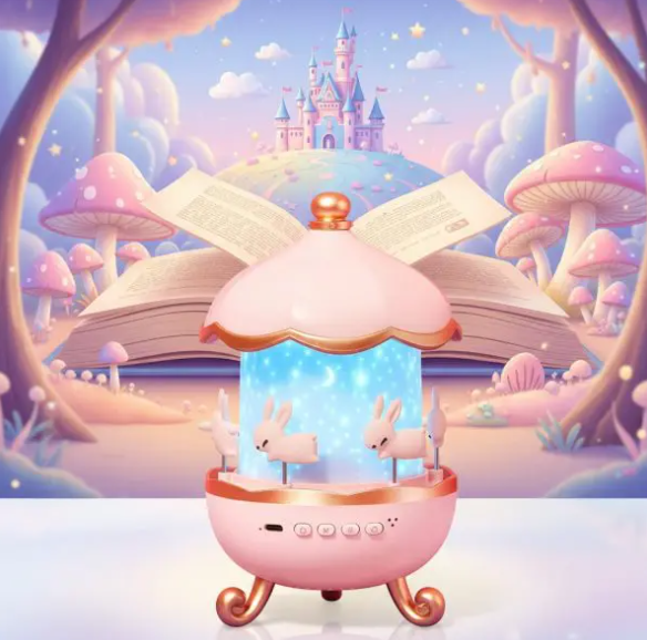 Bunny Carousel Night Light Projector – Rotating LED Star Projection Lamp for Kids Room & Magical Nursery Decor Rotatable Rabbit Night Lamp
